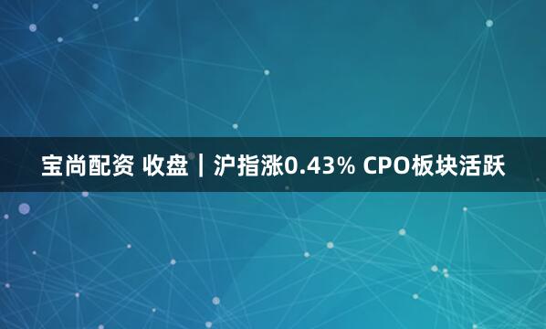 宝尚配资 收盘｜沪指涨0.43% CPO板块活跃